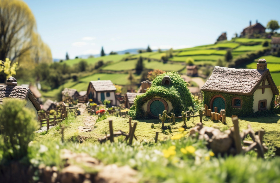 Mini Cottage Village Model
