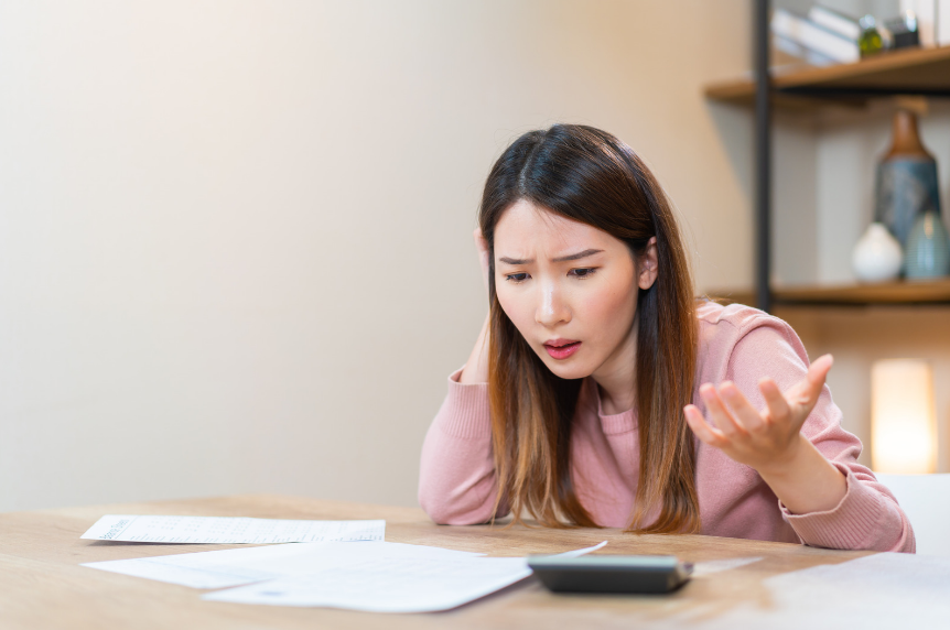 Woman frustrated at being underpaid