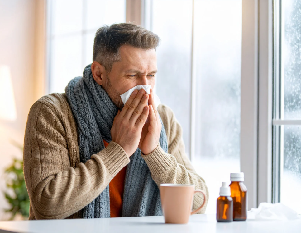 Man sneezing