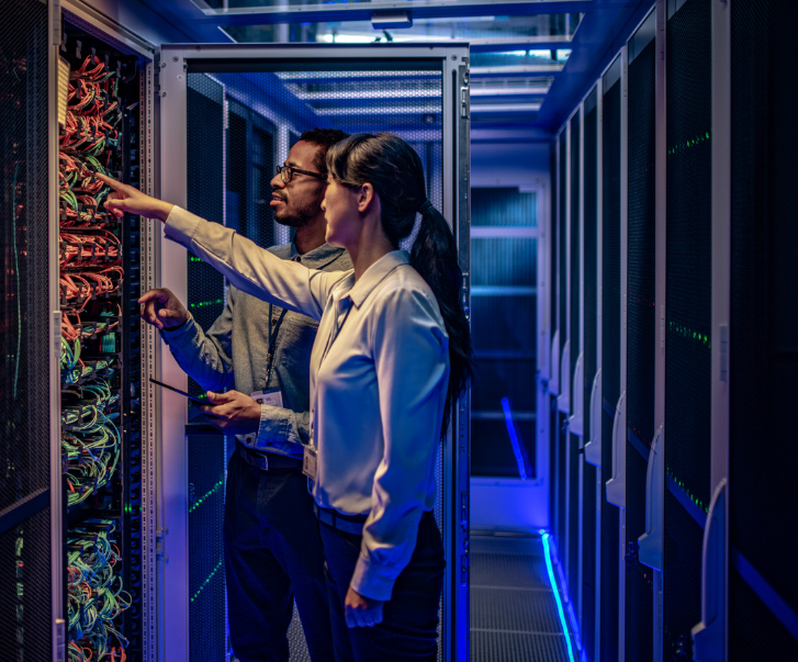 People in server room