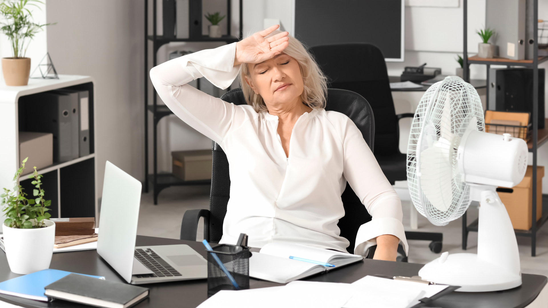 Woman struggling at work