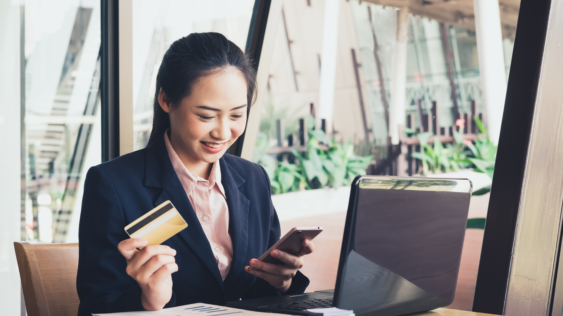 woman paying