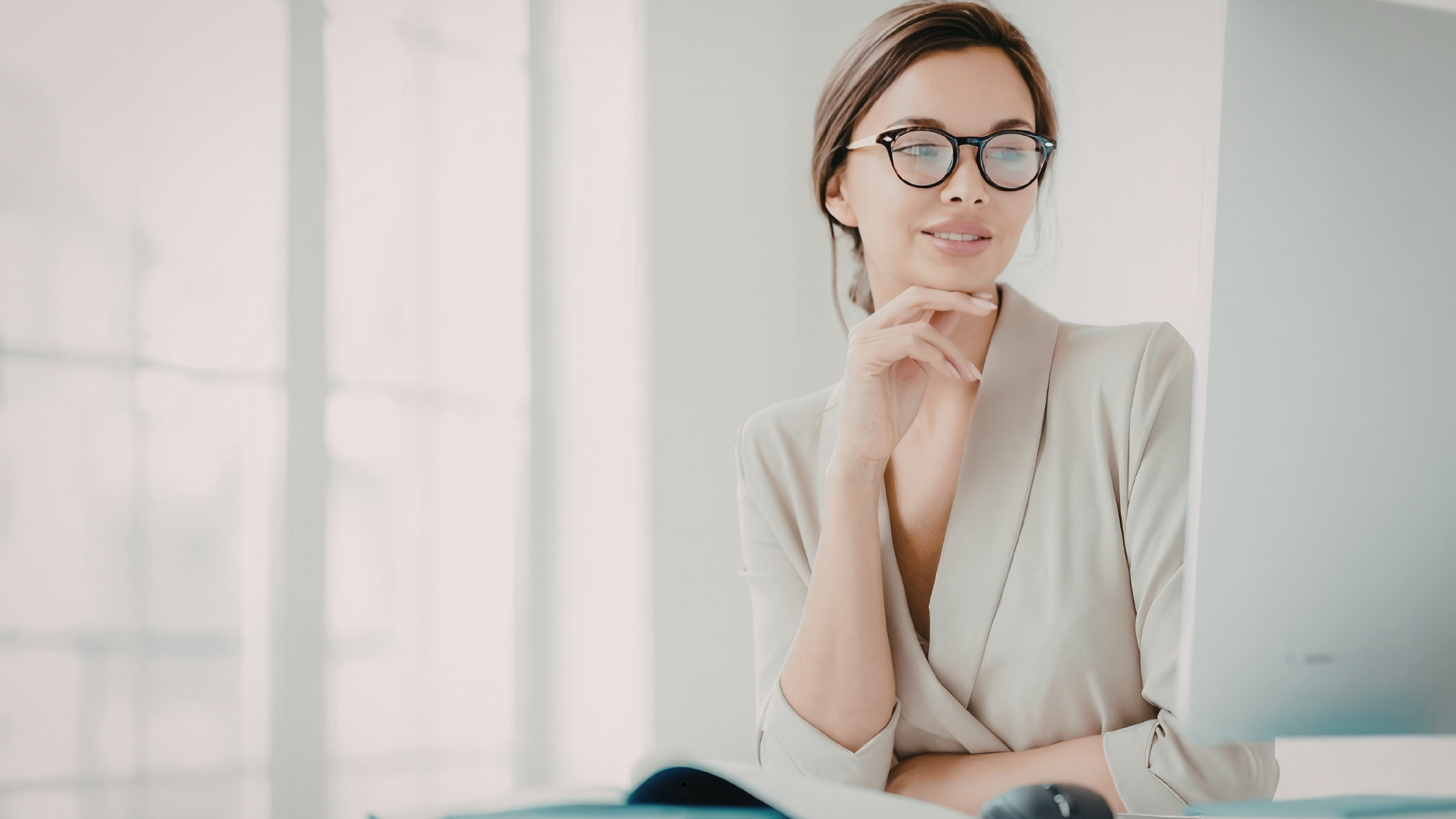 woman with glasses on